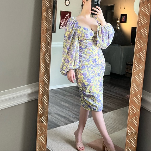 For Love and Lemons Maui Ruched Midi Dress - Picture 5 of 8